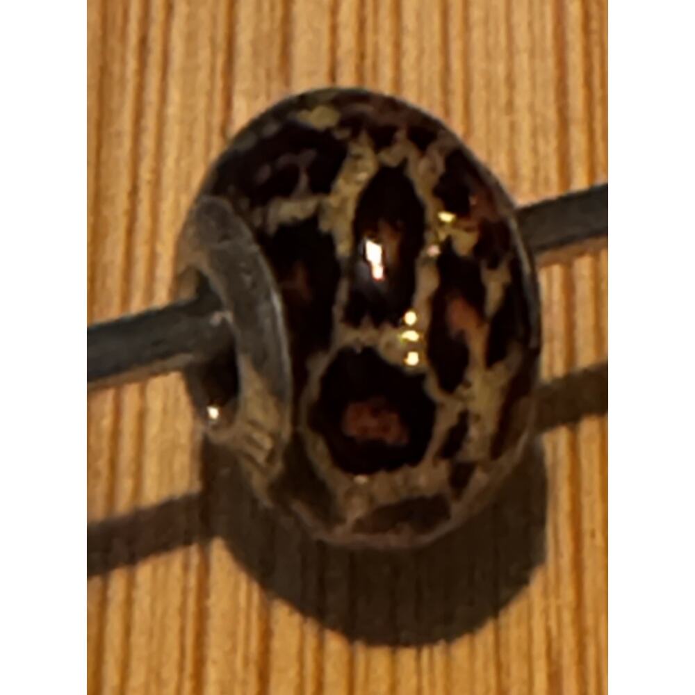 Sterling Silver MA Michael Anthony ITALY MURANO Bracelet Leopard Glass Bead